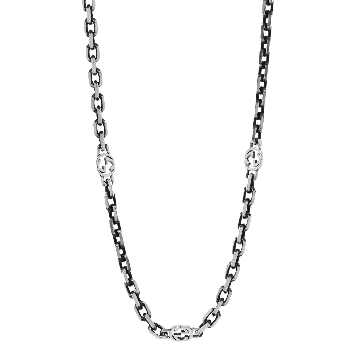 Gucci Sterling Silver Interlocking GG Chain Necklace 1 of 5