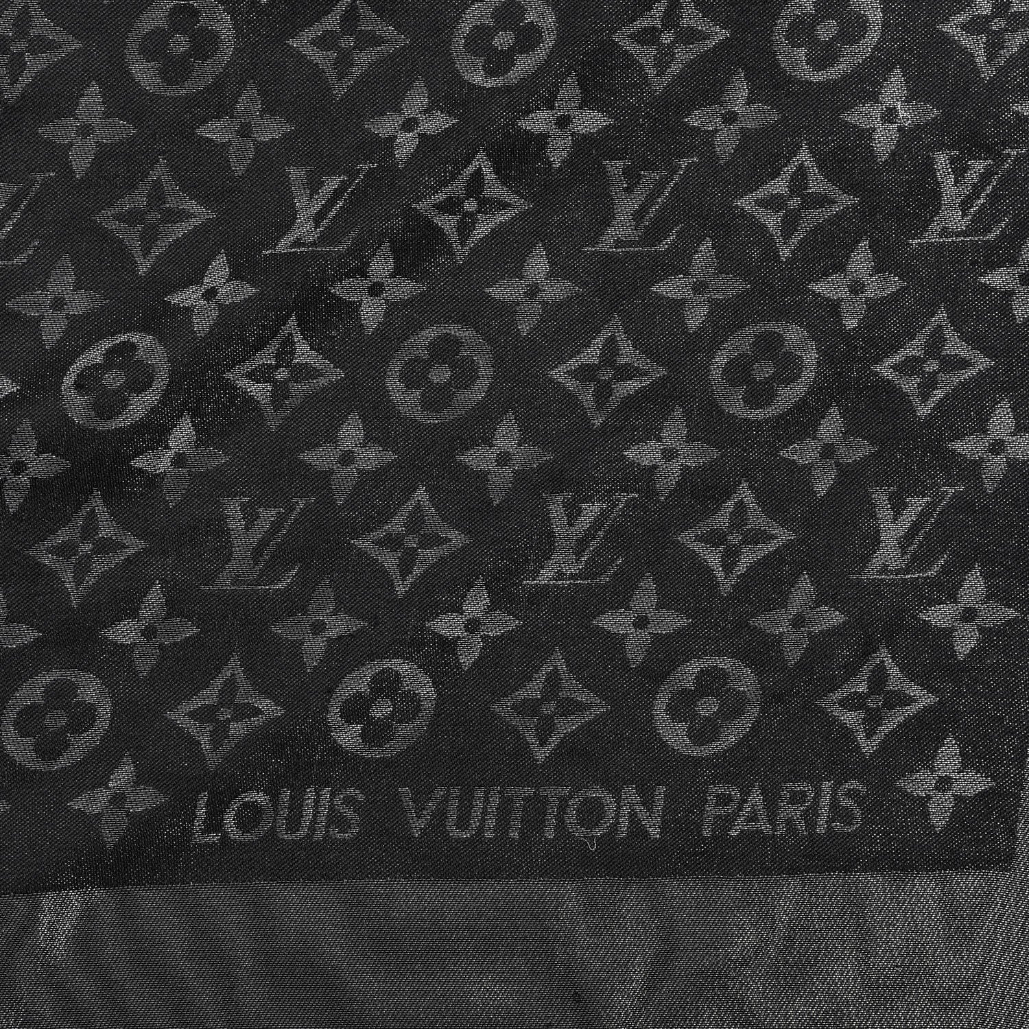 Louis Vuitton Silk Lurex Wool Monogram Shine Shawl Black 2 of 4