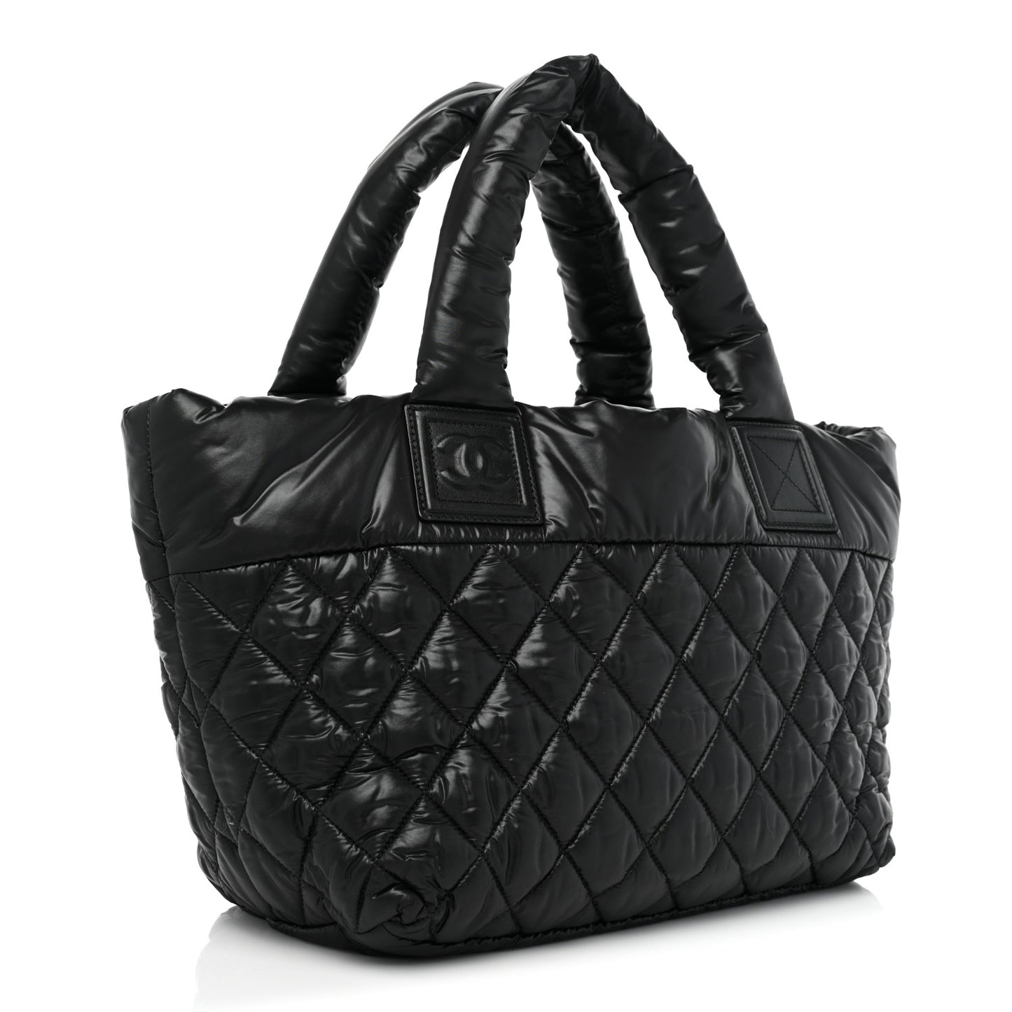 Nylon Quilted Small Coco Cocoon Tote Black