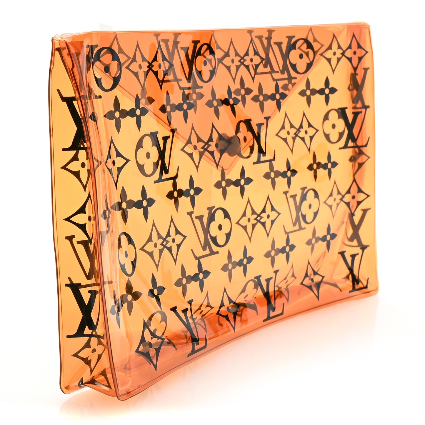 PVC Monogram Printed Envelope Pouch Orange