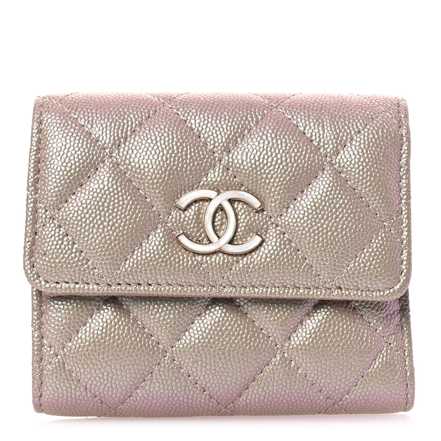 Chanel Iridescent Caviar Quilted Small Flap Wallet Beige 1 of 13