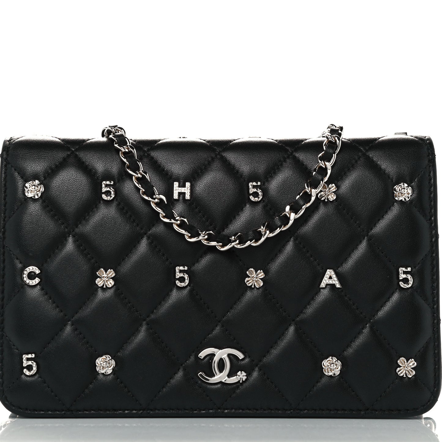 Lambskin Quilted All About Chanel Wallet On Chain WOC Black