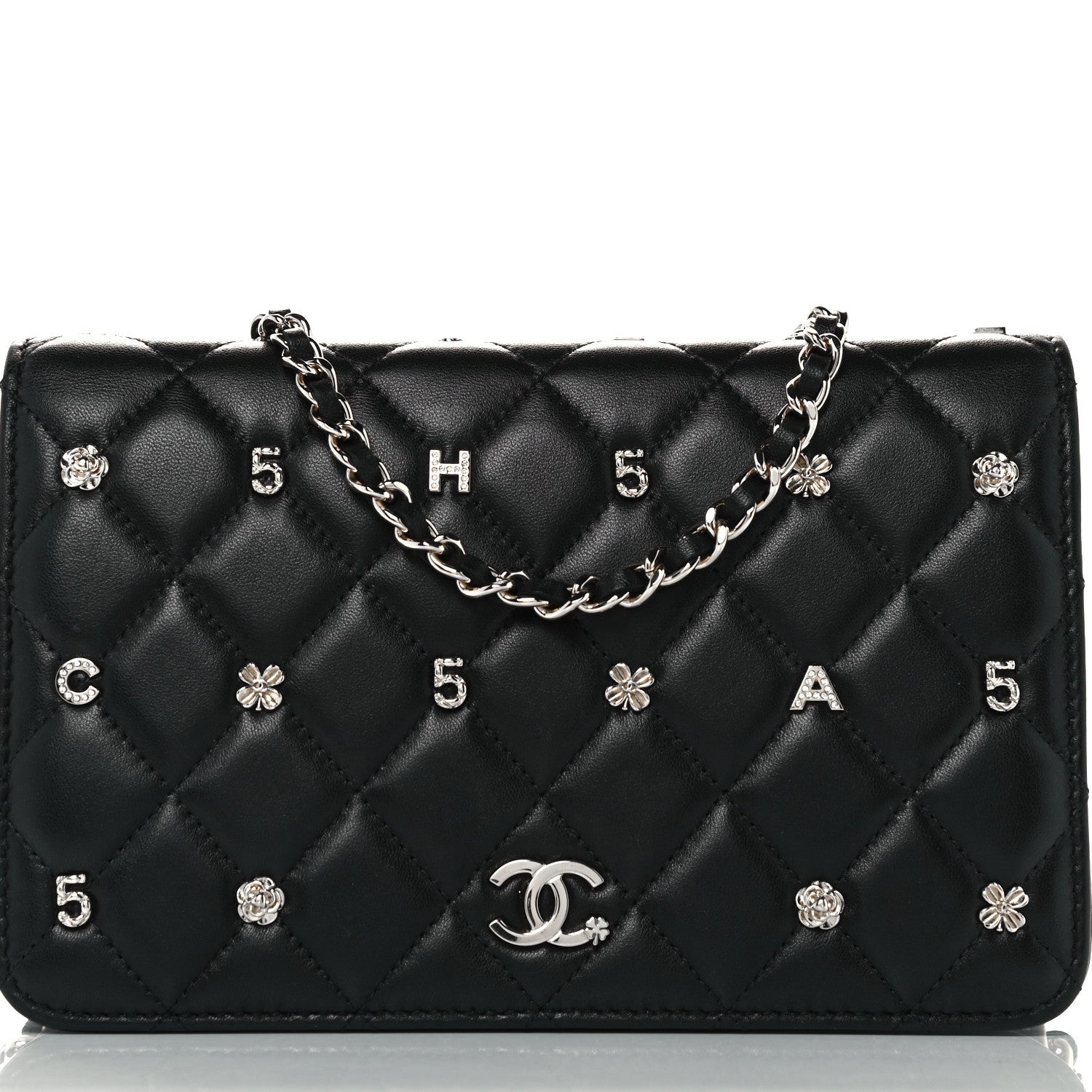 Chanel Lambskin Quilted All About Chanel Wallet On Chain WOC Black 8 of 11