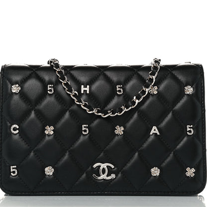 Chanel Lambskin Quilted All About Chanel Wallet On Chain WOC Black 8 of 11