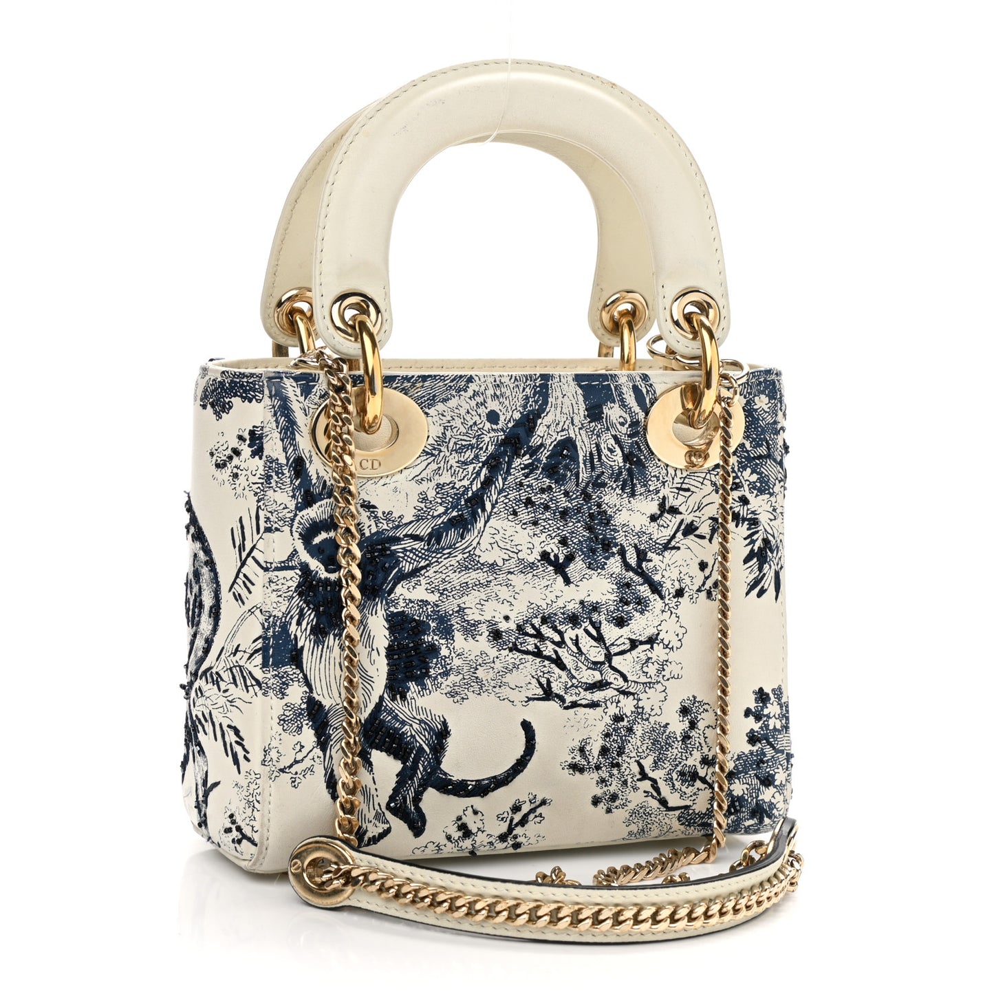Calfskin Toile de Jouy Mini Lady Dior Blue