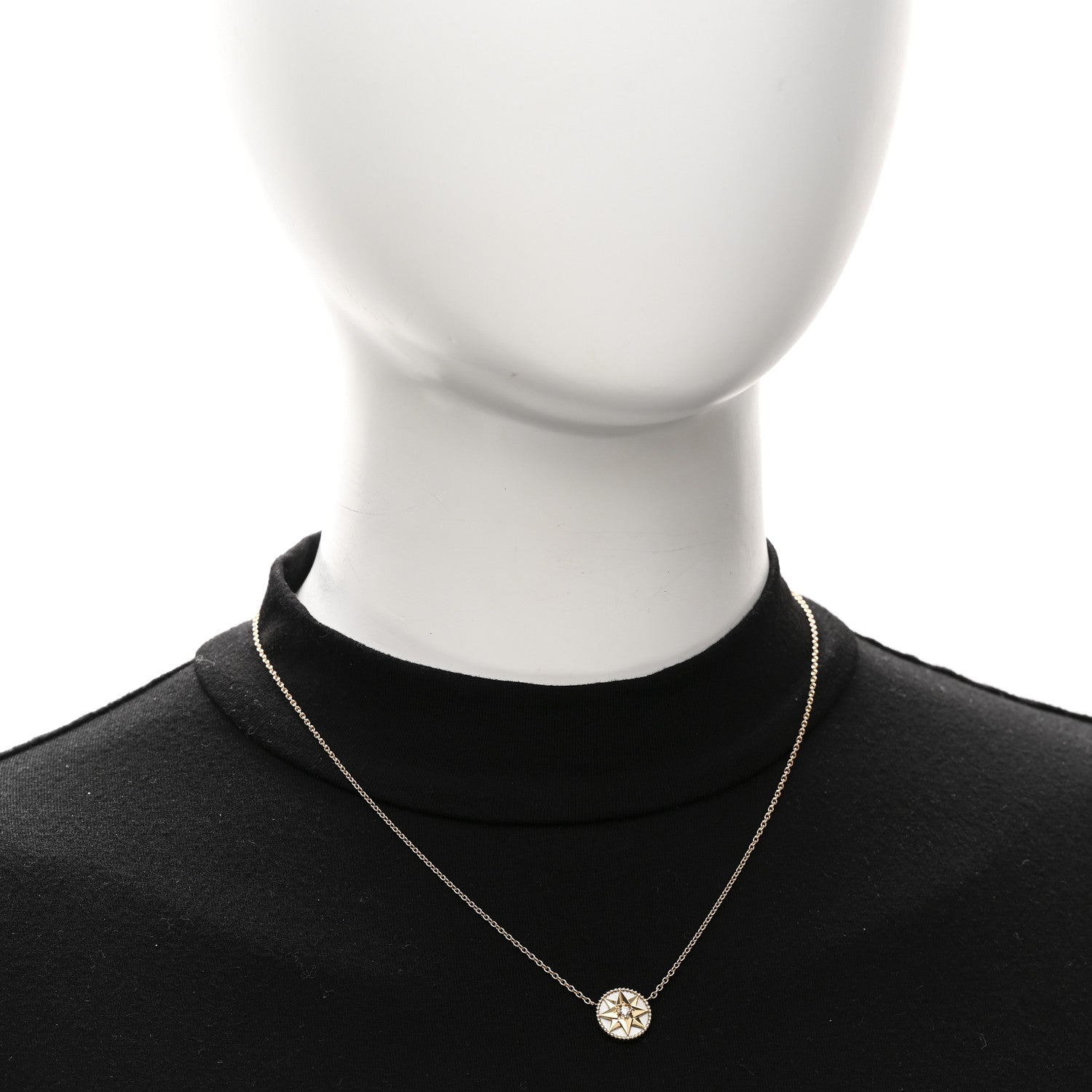 Christian Dior 18K Yellow Gold Diamond Mother of Pearl Rose Des Vents Necklace 2 of 5