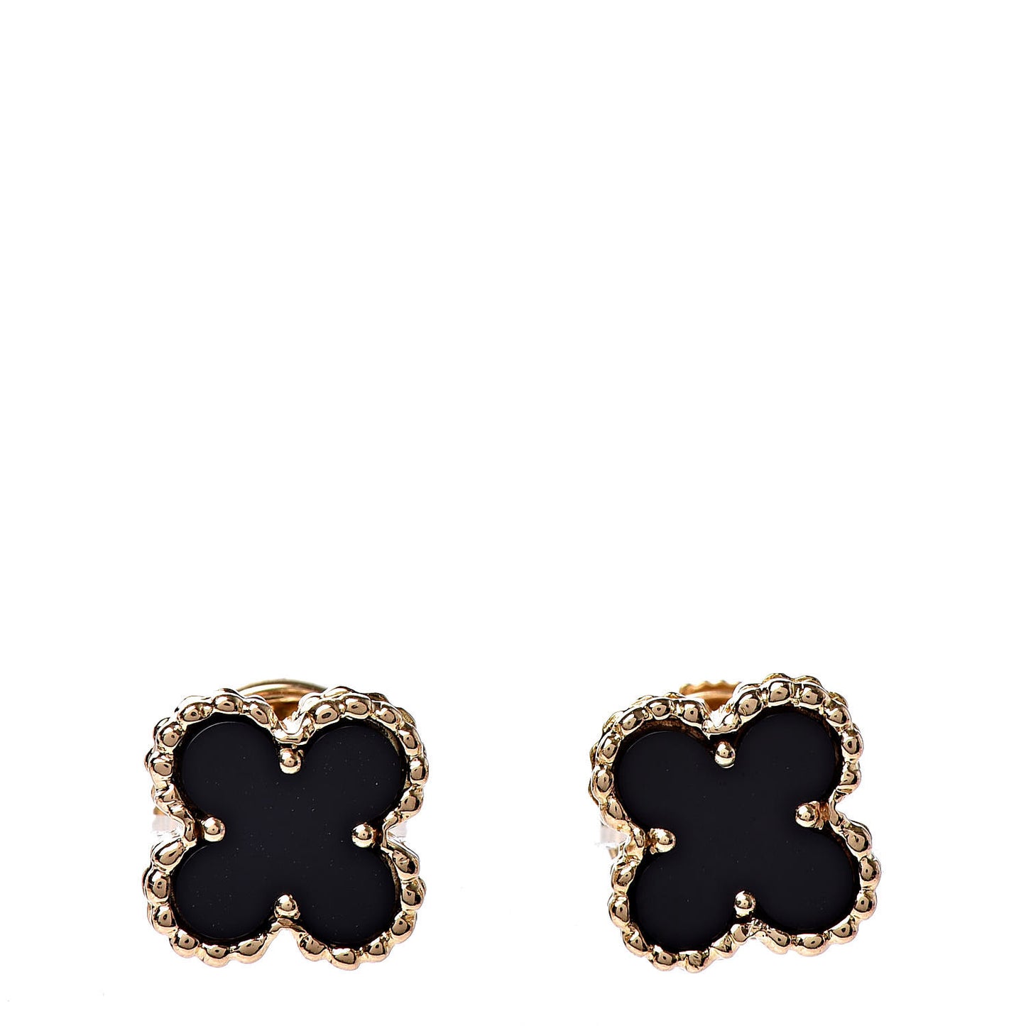 18K Yellow Gold Black Onyx Sweet Alhambra Earrings