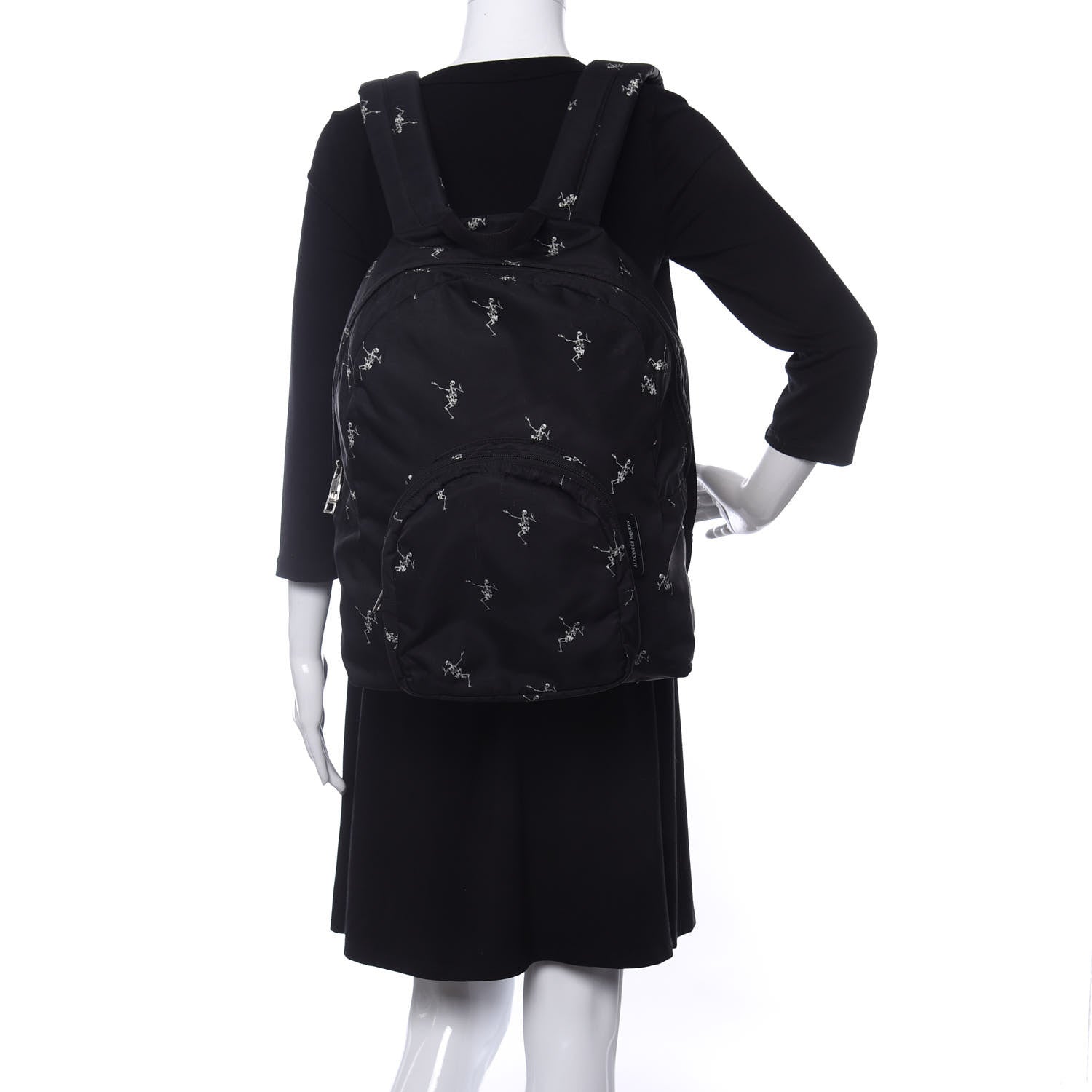 Alexander McQueen Nylon Dancing Skeleton Backpack Black White 2 of 11