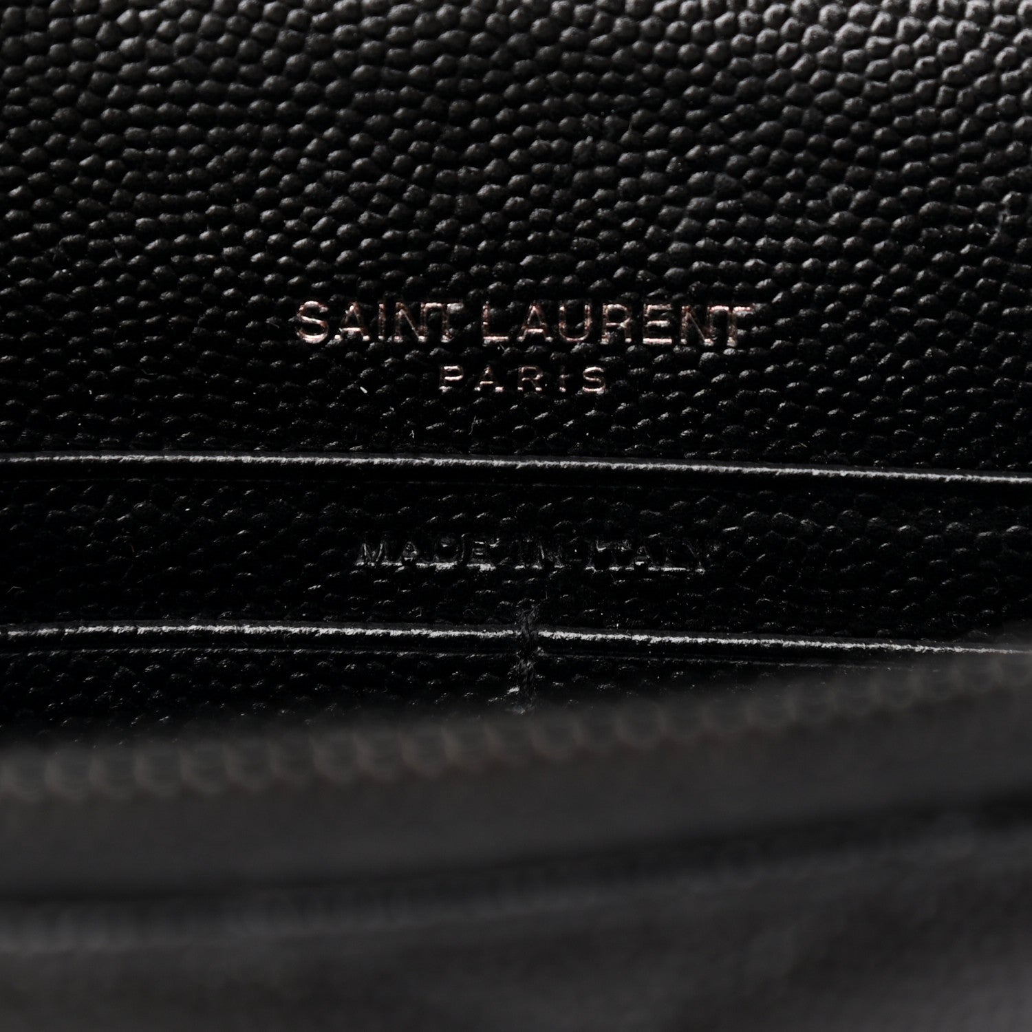 Saint Laurent Grain De Poudre Matelasse Chevron Monogram Monochrome Envelope Chain Wallet Black 6 of 13