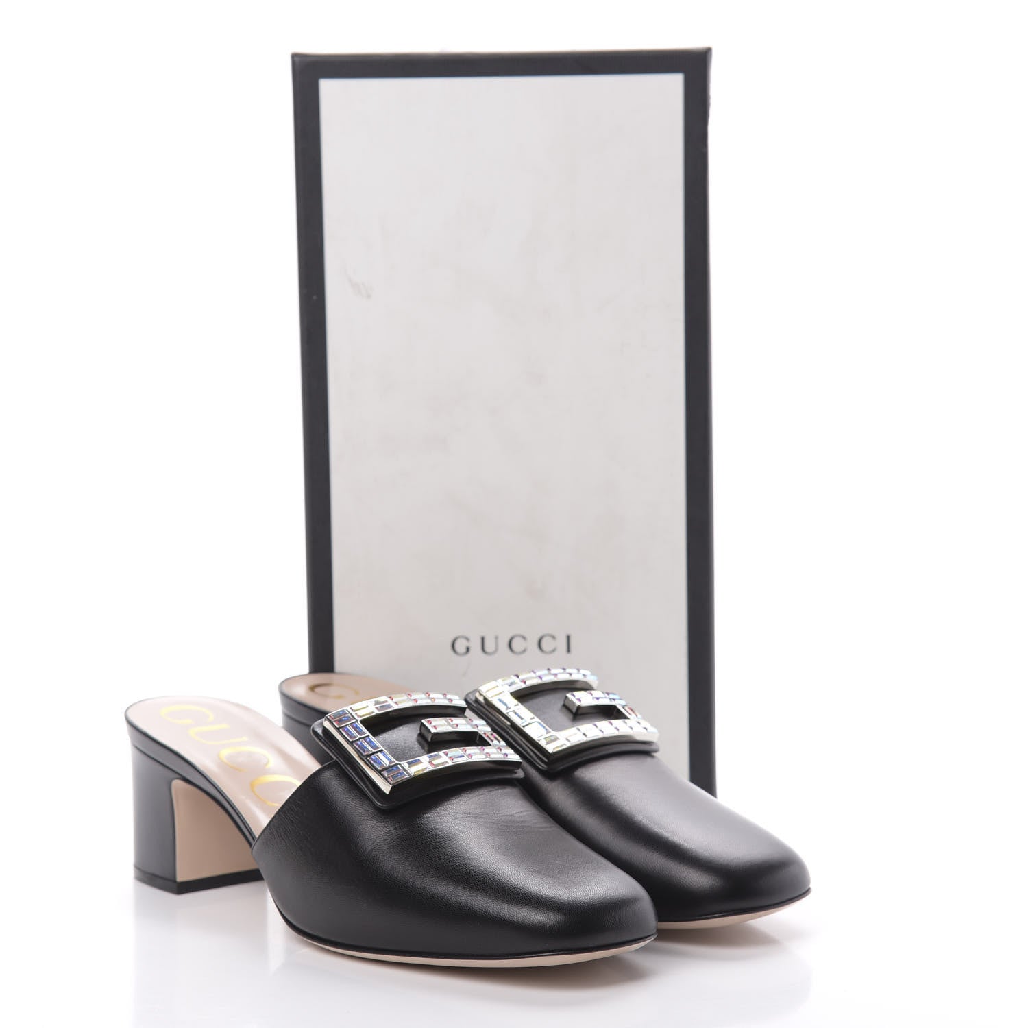 Gucci Malaga Kid Crystal Square G Madelyn Mules 40.5 Black 10 of 10