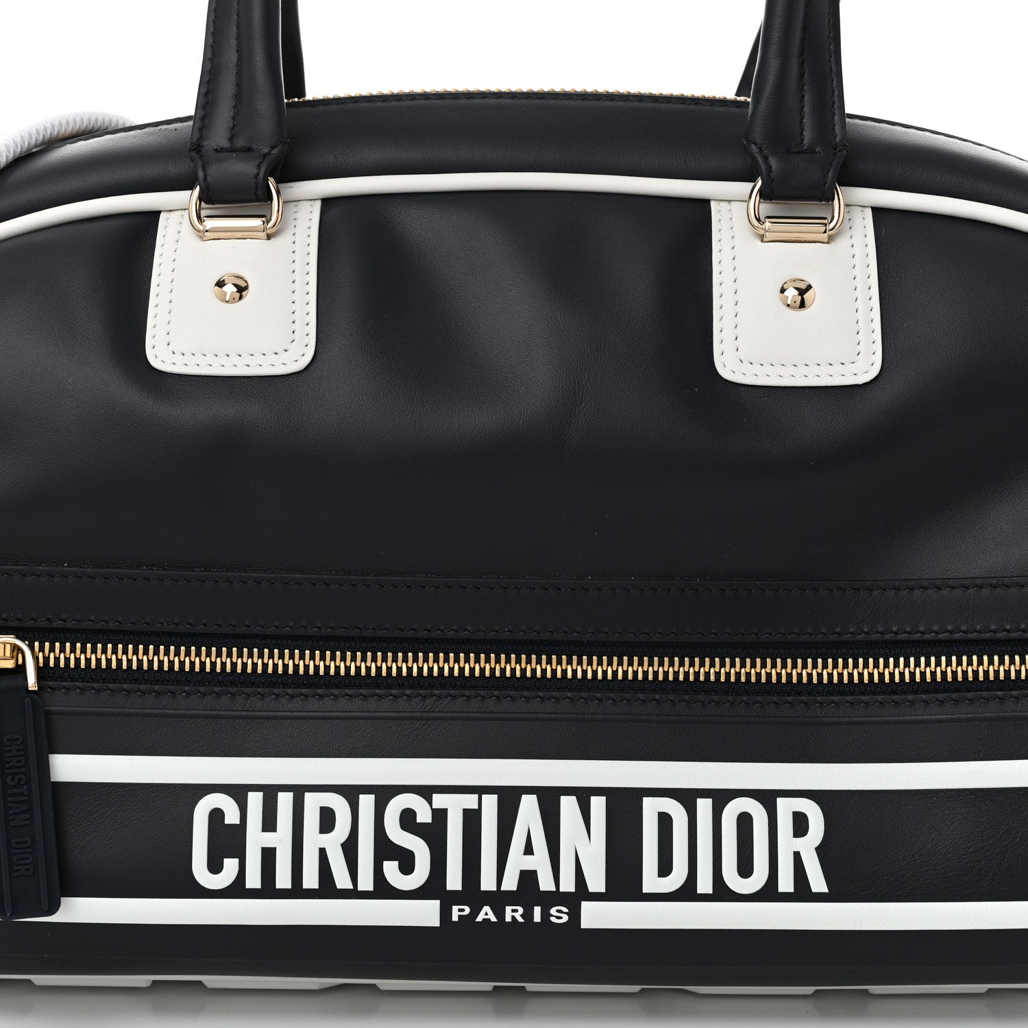 Christian Dior Calfskin Small Dior Vibe Zip Bowling Bag Blue White