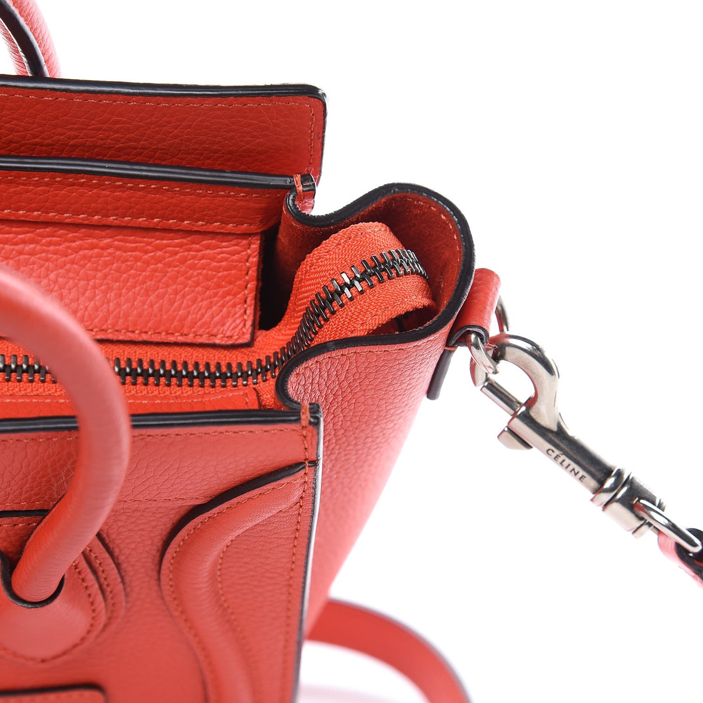 Drummed Calfskin Nano Luggage Vermillion