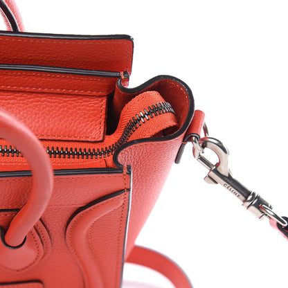 Celine Drummed Calfskin Nano Luggage Vermillion 11 of 12