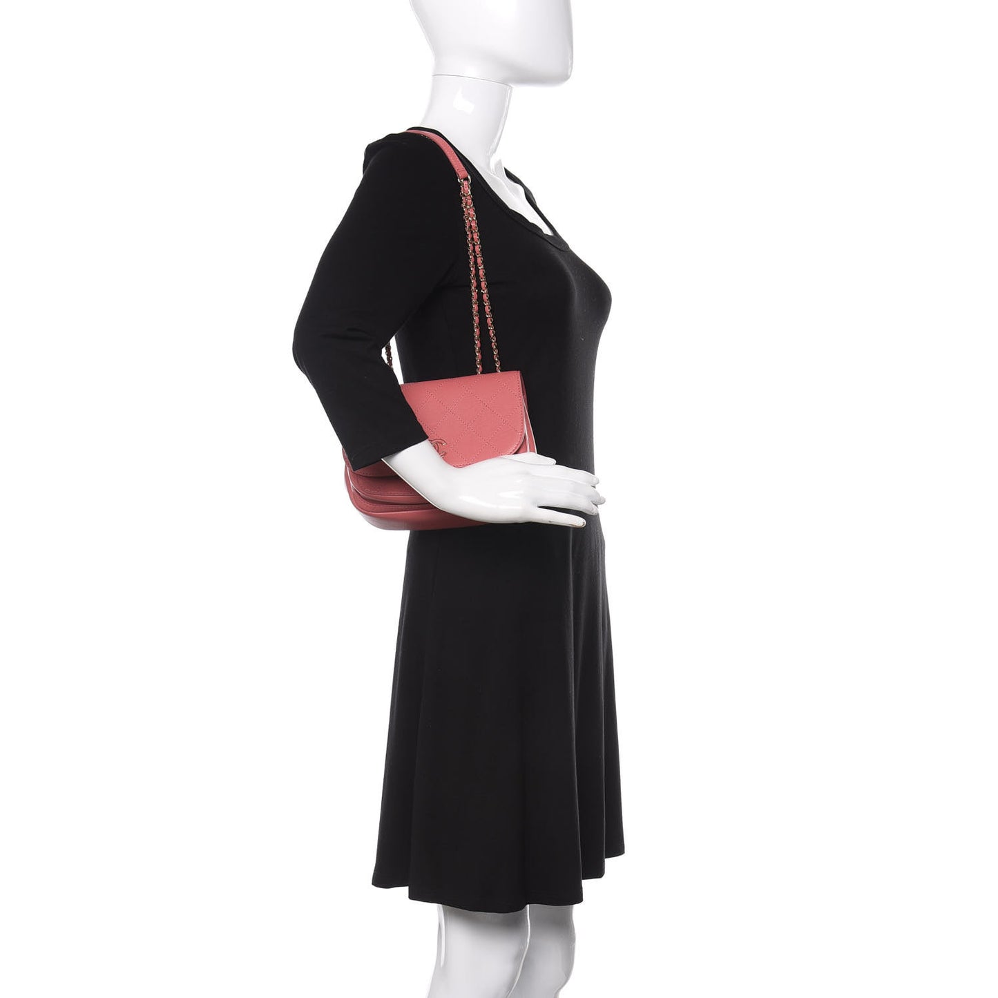 Calfskin Stitched Small Flap Bag Pink