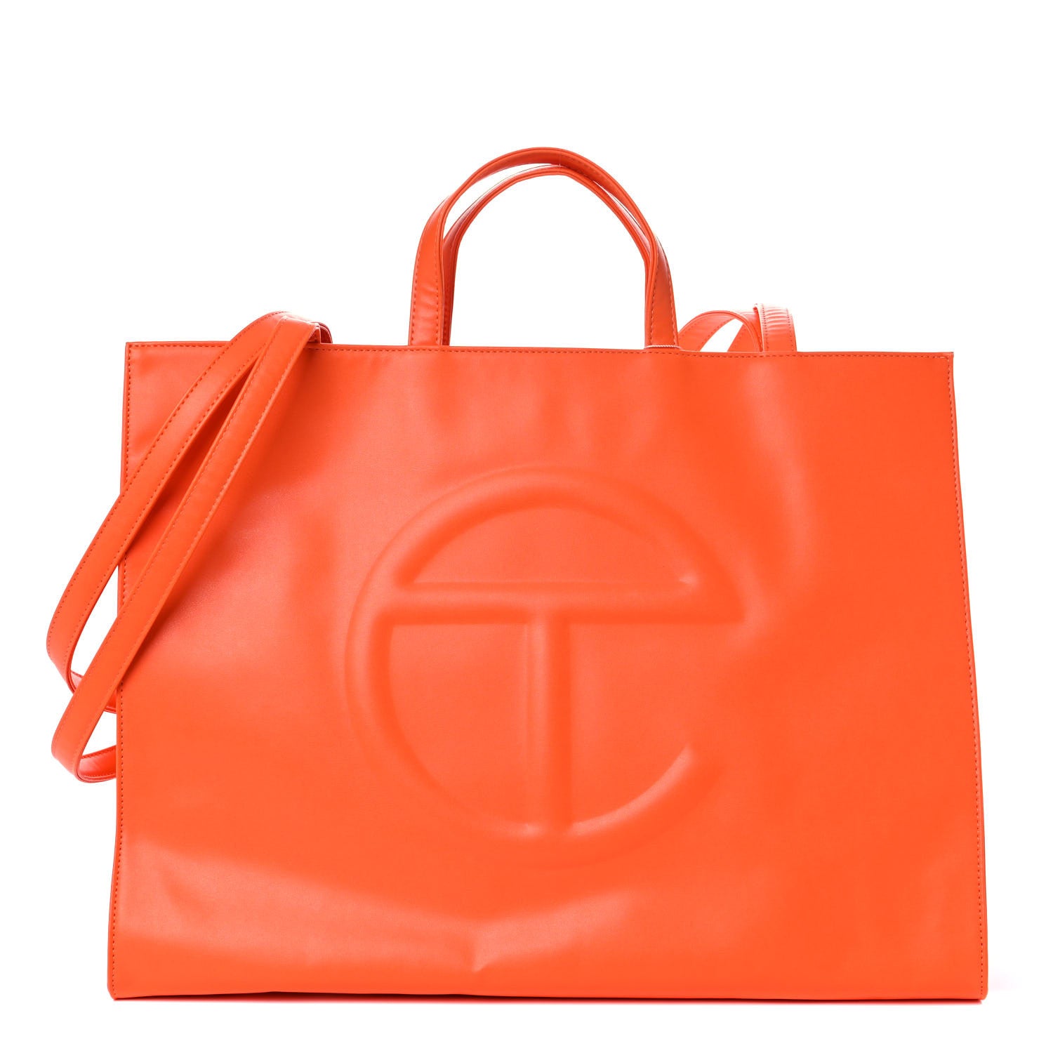 Telfar Vegan Leather Large Shopping Bag Orange 1 of 9