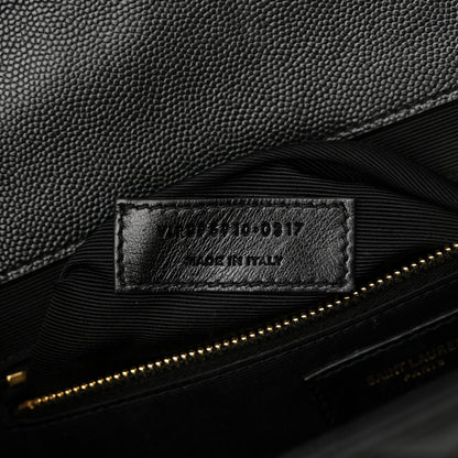 Saint Laurent Grain De Poudre Matelasse Chevron Large Monogram Satchel Black 7 of 15