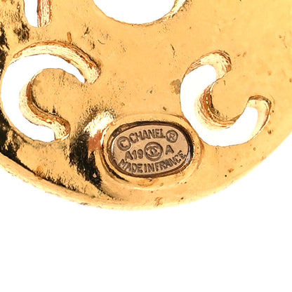 Chanel Metal Crystal Pearl Coco Round Earrings Gold 4 of 4