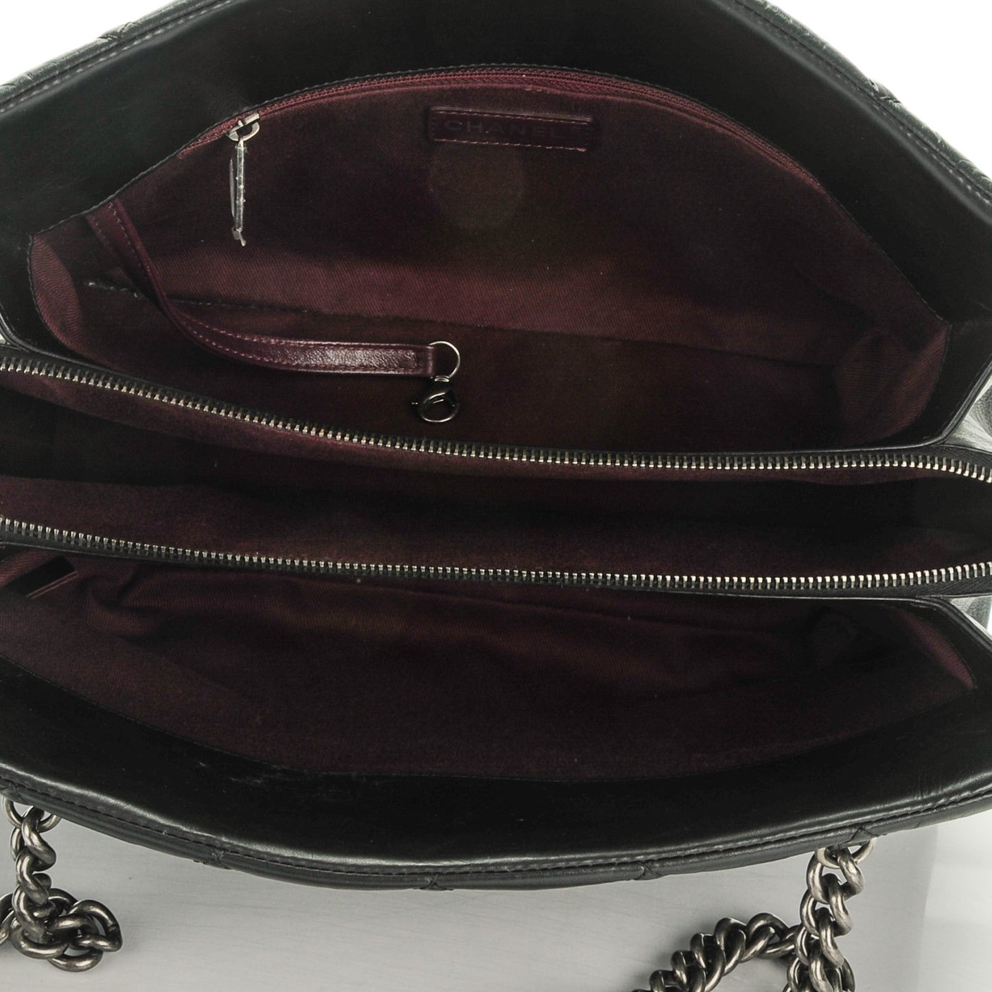 Aged Calfskin Quilted Small Crown Tote Black