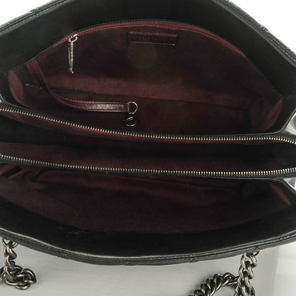 Chanel Aged Calfskin Quilted Small Crown Tote Black 5 of 7