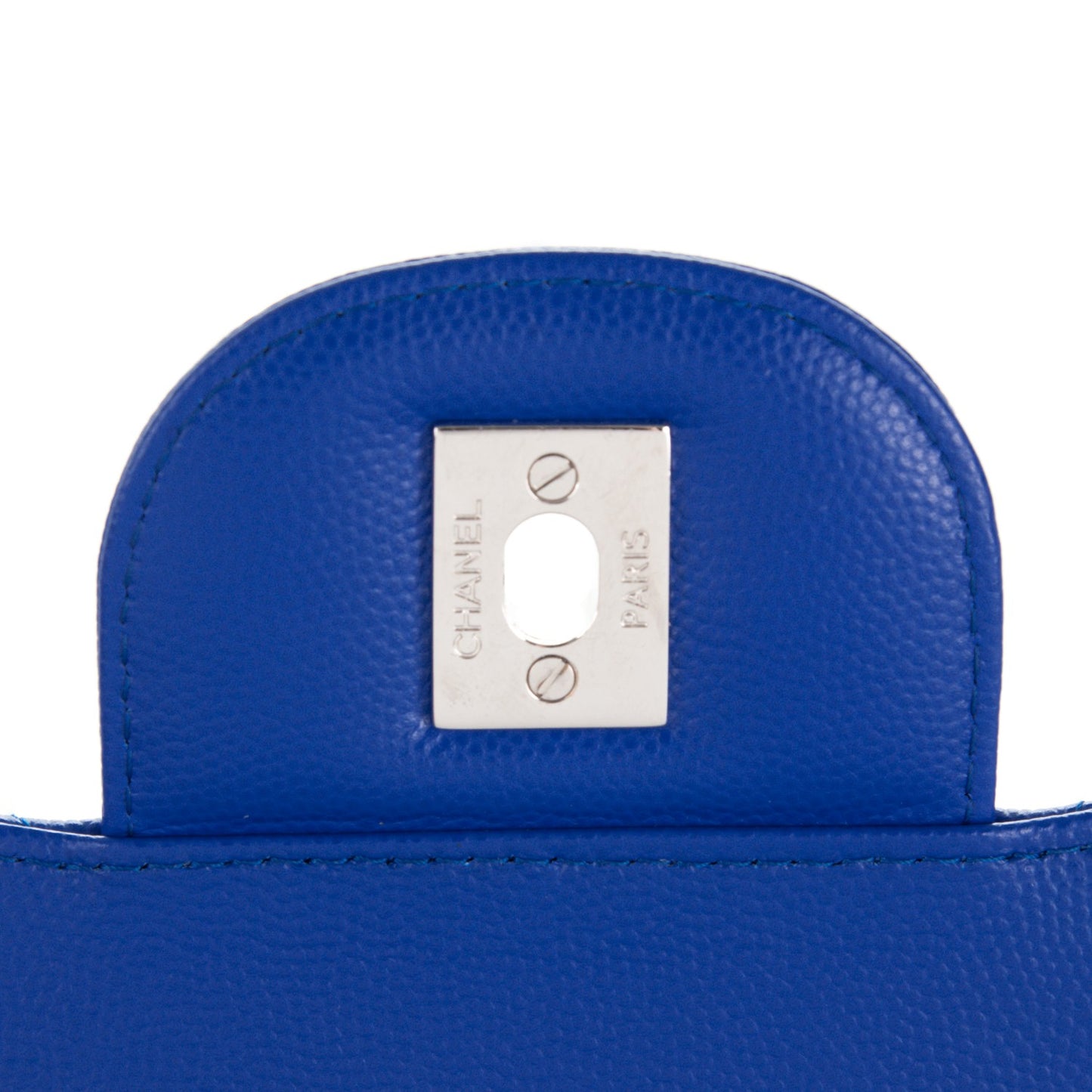 Caviar Chevron Quilted Jumbo Double Flap Bright Blue