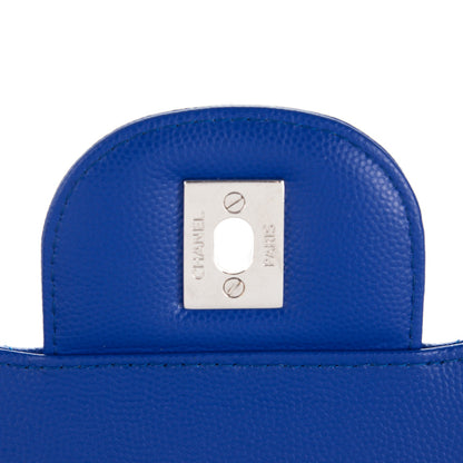 Chanel Caviar Chevron Quilted Jumbo Double Flap Bright Blue 6 of 8