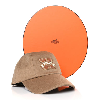 Hermes Cashmere Canvas Swift Davis H Sellier Cap 58 Beige Camel 8 of 8