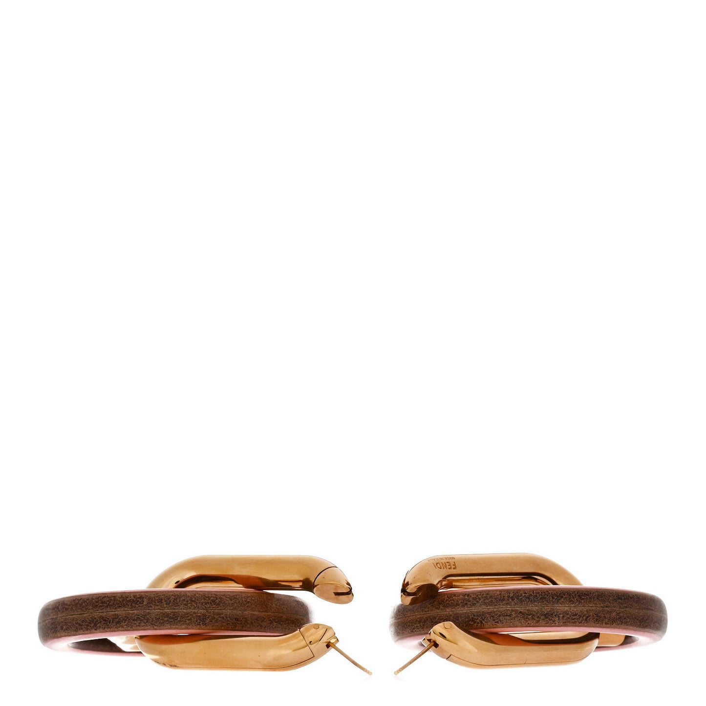 Metal Lambskin F is Fendi Hoop Drop Earrings Gold Pink