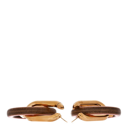 Fendi Metal Lambskin F is Fendi Hoop Drop Earrings Gold Pink 3 of 4