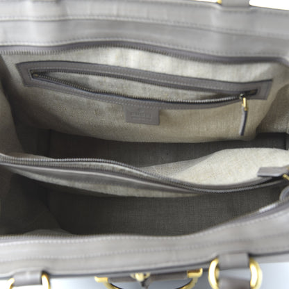 Gucci Calfskin Duilio Brogue Top Handle Bag Grey 5 of 10