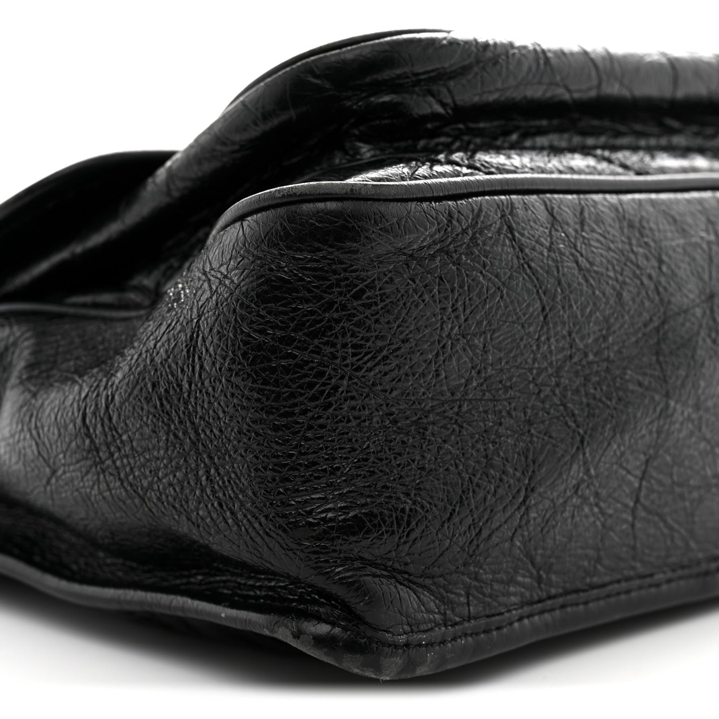 Crinkled Calfskin Matelasse Monogram Medium Niki Chain Satchel Black