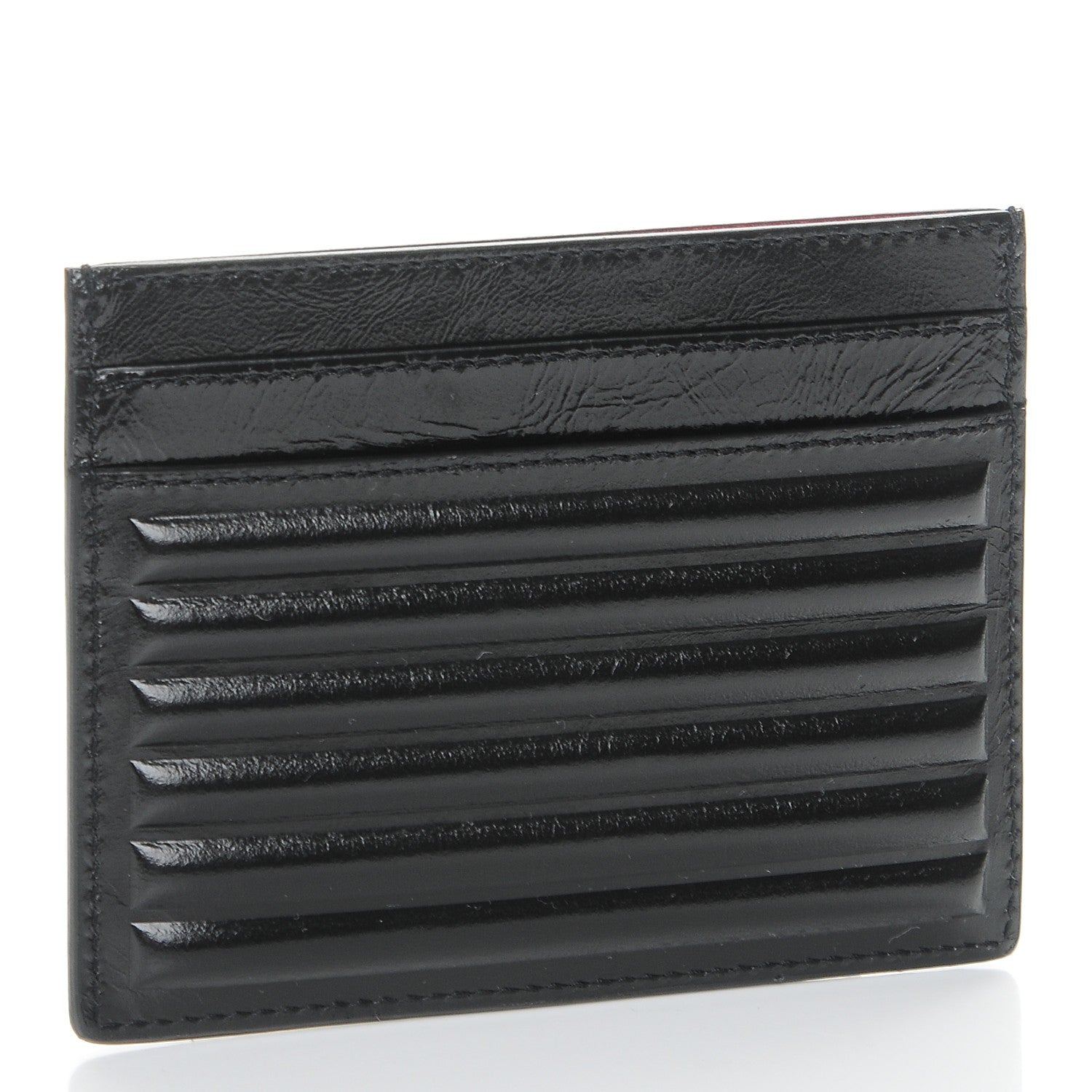 Saint Laurent Ribbed Calfskin Opium Monogram Credit Card Case Black 3 of 7