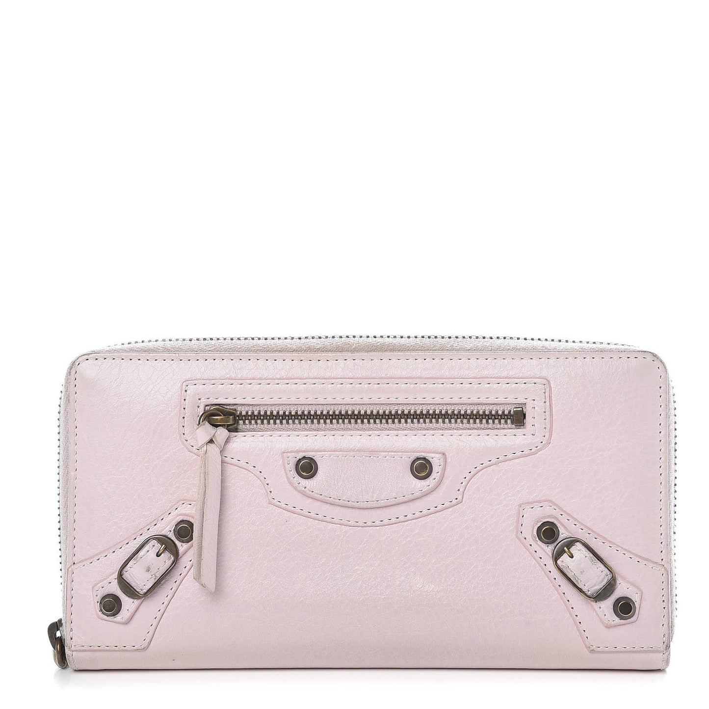 Agneau Classic Hardware Continental Zip Around Wallet Rose Poudre
