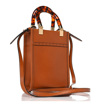 Fendi Vitello King Plexiglass Logo Embossed Mini Fendi Sunshine Shopper Tote Cuoio 3 of 9