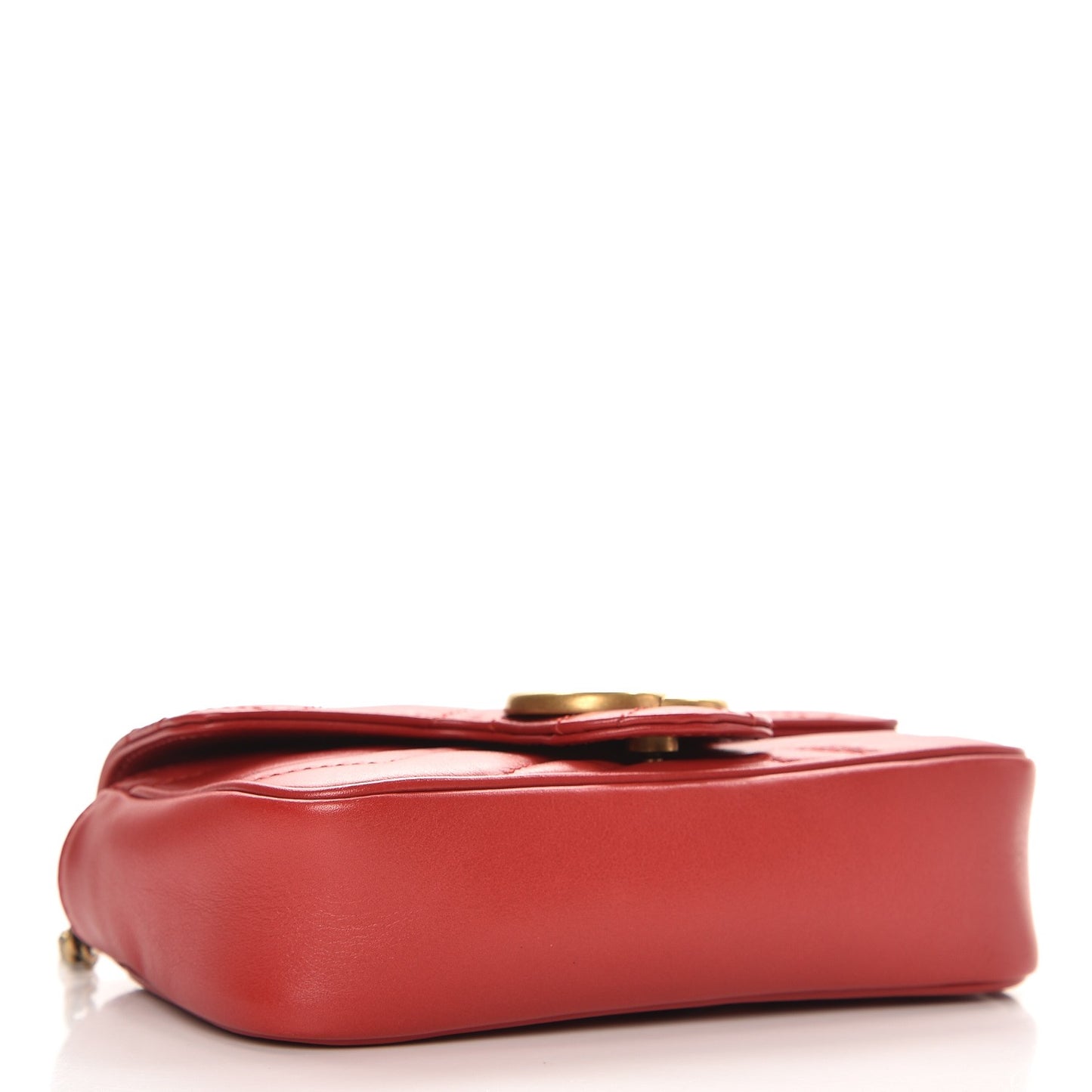 Calfskin Matelasse Super Mini GG Marmont Shoulder Bag Hibiscus Red