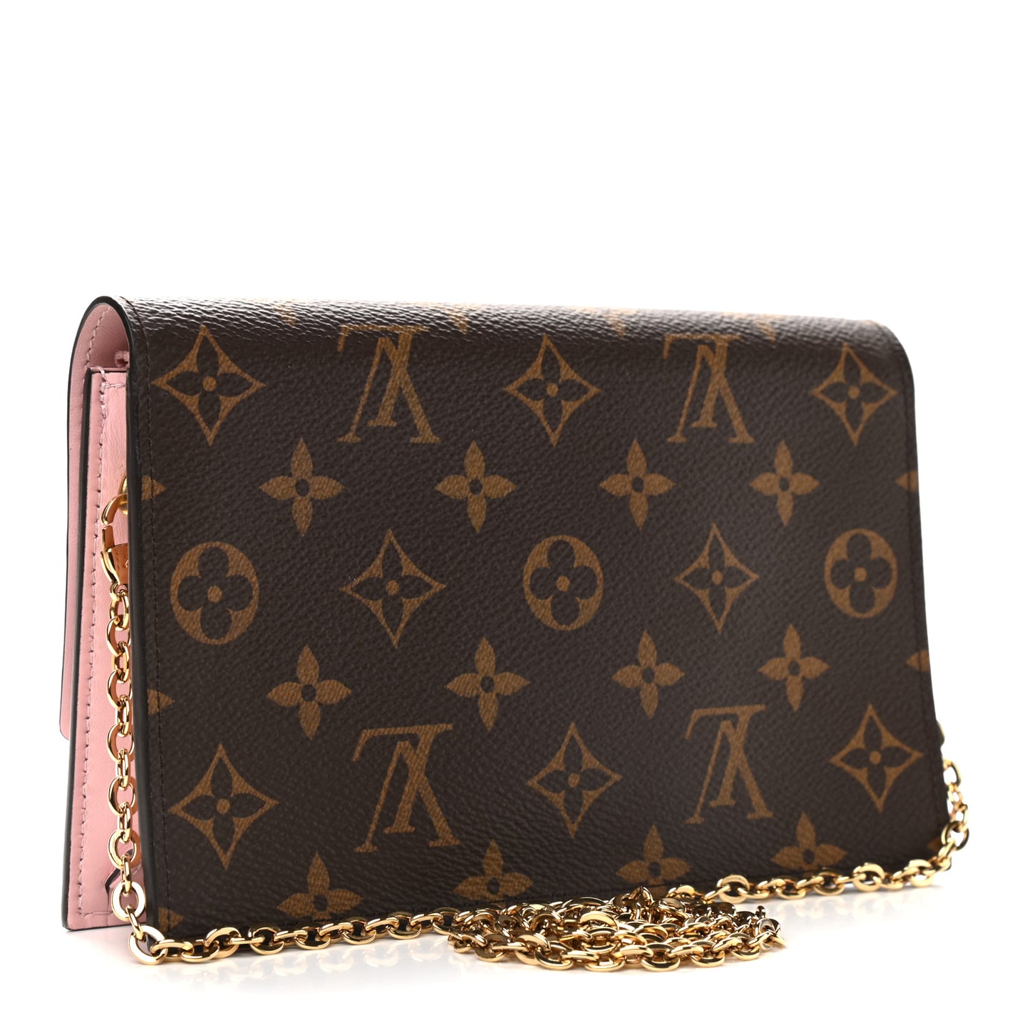 Monogram Flore Chain Wallet Rose Ballerine
