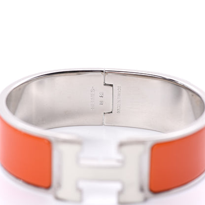 Hermes Enamel Wide Clic Clac H Bracelet GM Orange White 5 of 6