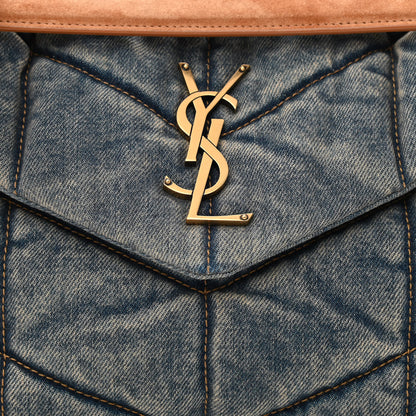 Saint Laurent Denim Quilted Small Loulou Puffer Monogram Chain Satchel Blue Cinnamon 8 of 10