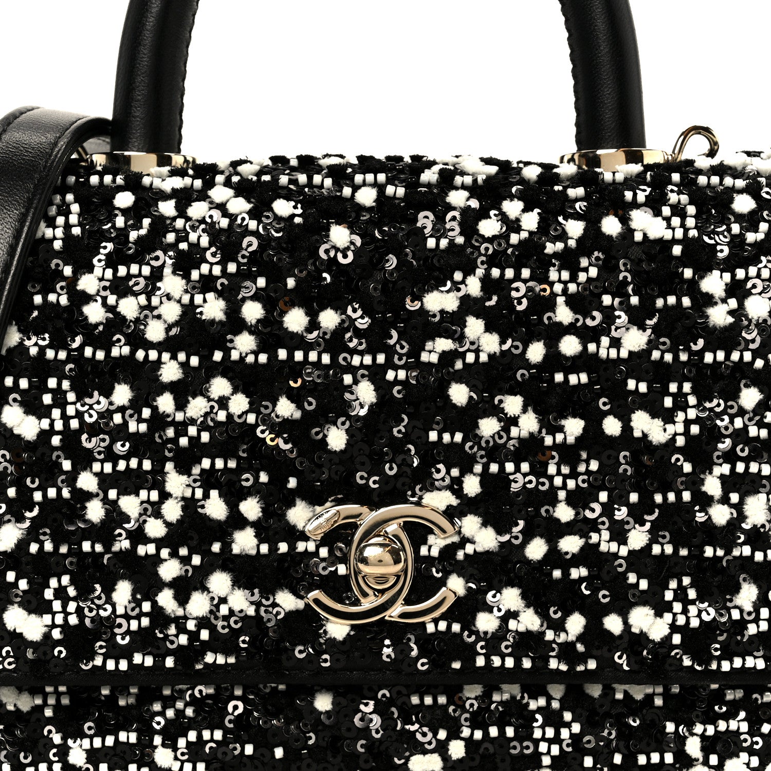 CHANEL パーティバッグ Chanel Lambskin Sequin Beaded Extra Mini Coco Handle Flap Black