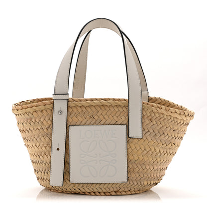 Loewe Raffia Small Basket Tote Bag Natural White 1 of 10