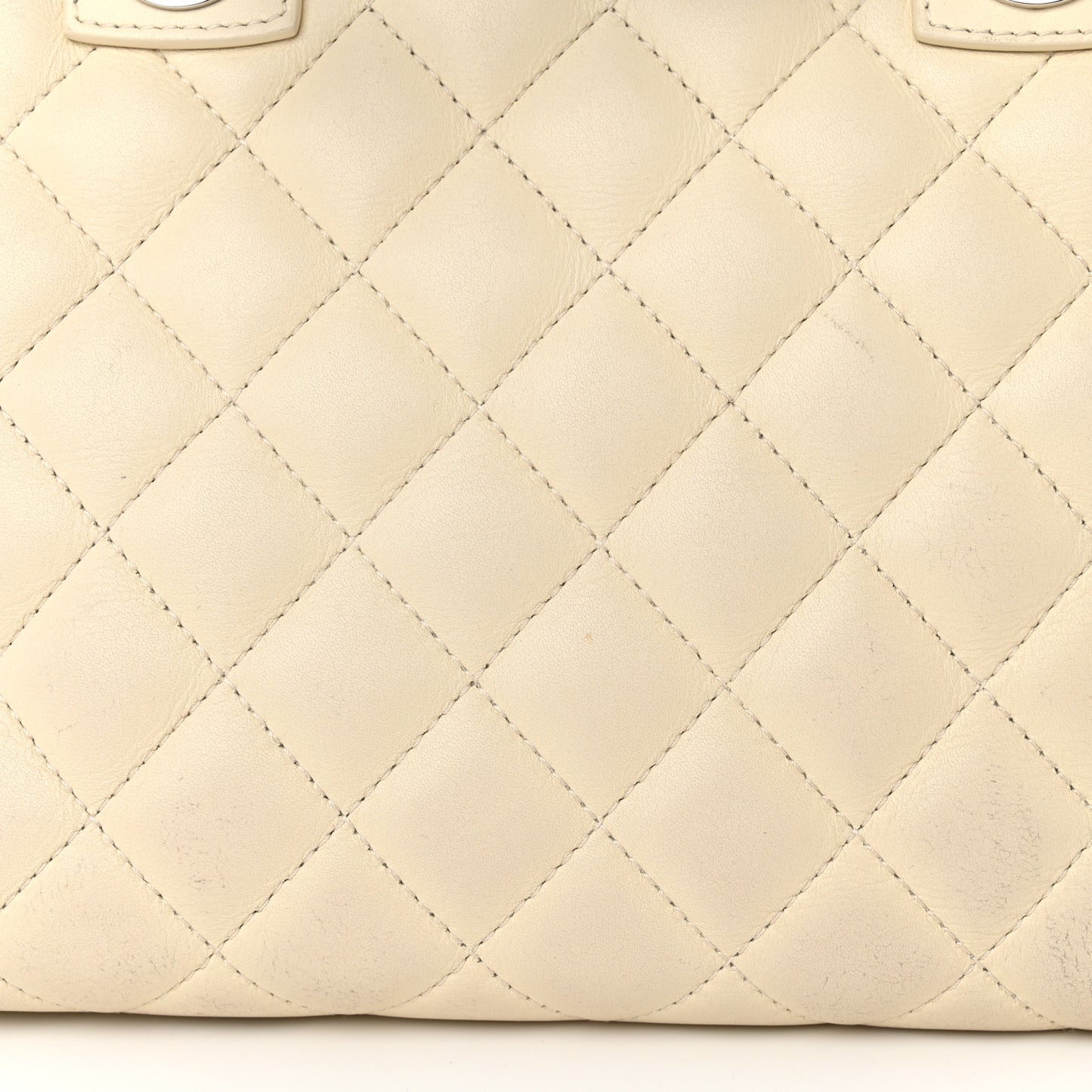Calfskin Quilted Large Feather Weight Bowling Bag Black Ivory