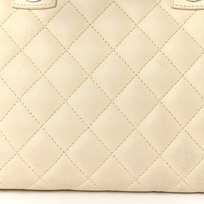 Chanel Calfskin Quilted Large Feather Weight Bowling Bag Black Ivory 16 of 21