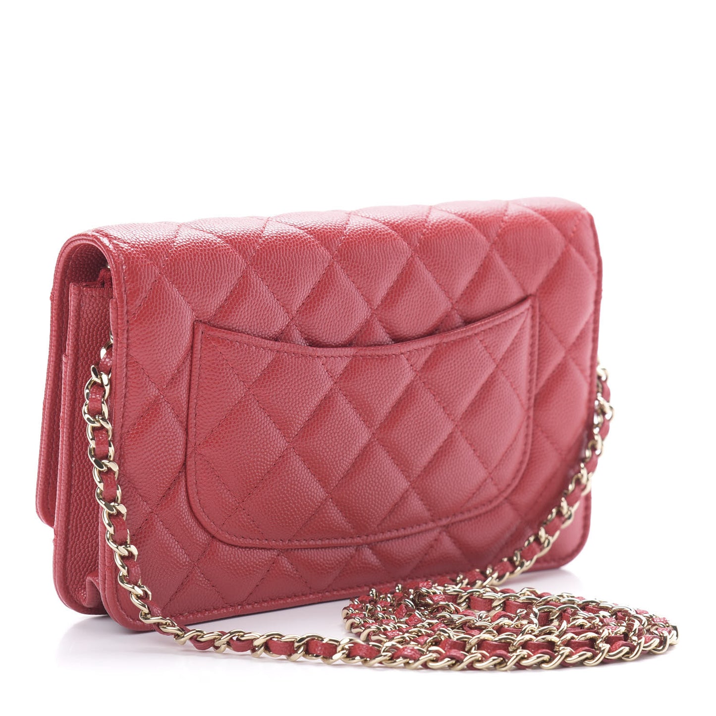 Caviar Quilted Wallet on Chain WOC Red