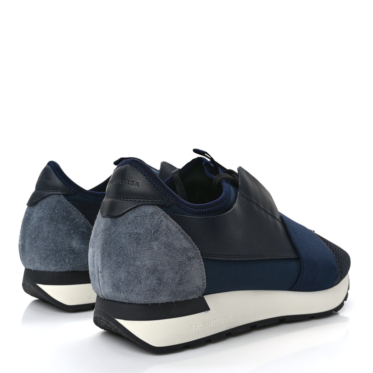 Balenciaga Mesh Calfskin Neoprene Suede Mens Race Runner Sneakers 42 Bleu Nuit 4 of 9