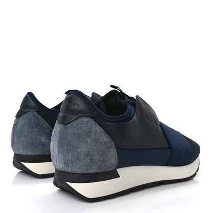 Balenciaga Mesh Calfskin Neoprene Suede Mens Race Runner Sneakers 42 Bleu Nuit 4 of 9