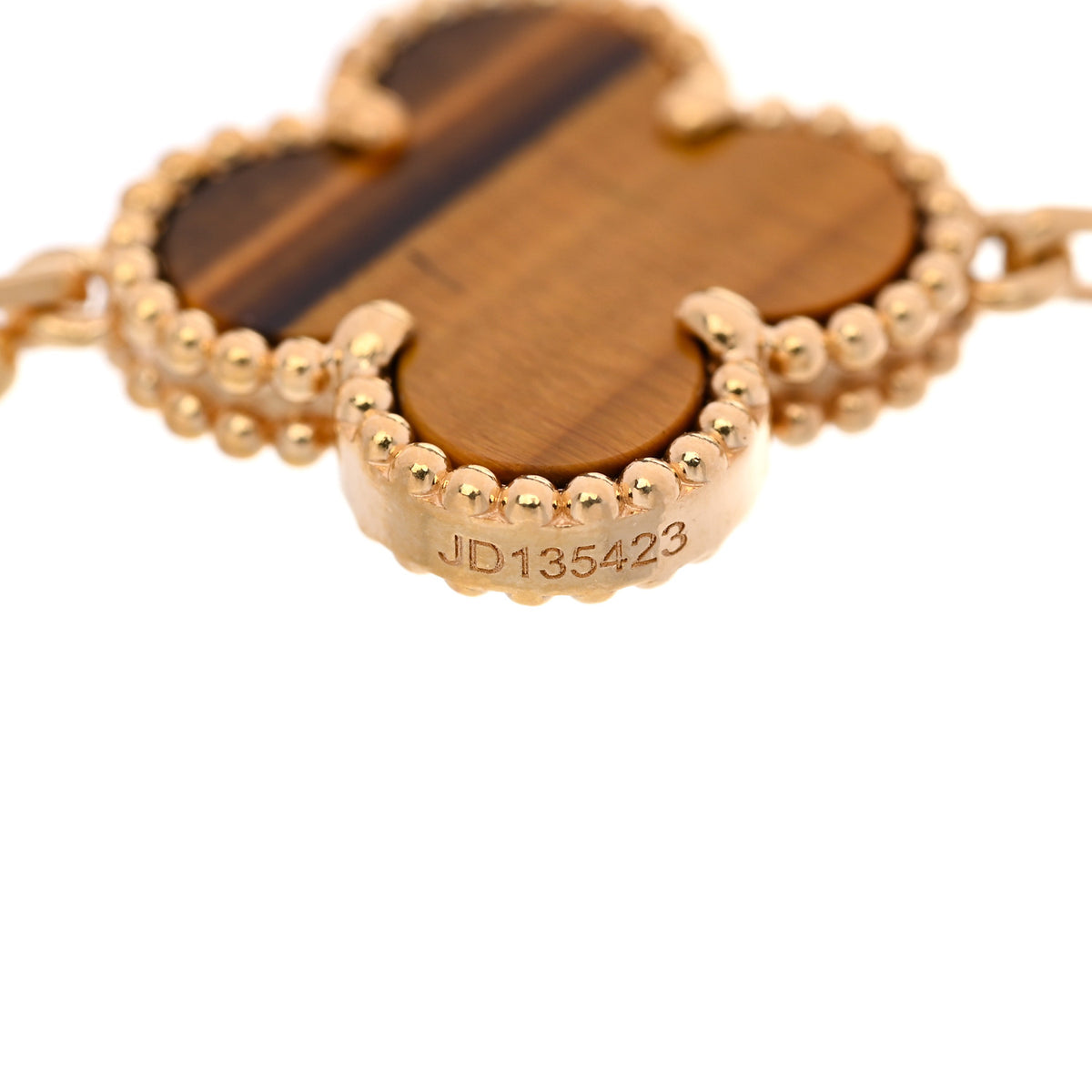 Van Cleef & Arpels 18K Yellow Gold Tiger Eye 5 Motifs Vintage Alhambra Bracelet 4 of 4