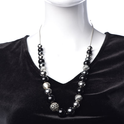 David Yurman Sterling Silver Black Onyx Hematite Elements Long Necklace 2 of 4