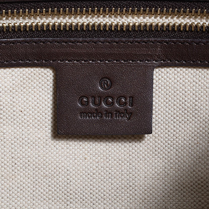 Gucci Monogram Selleria Calfskin Vintage Web Medium Boston Beige Ebony Cocoa 6 of 7