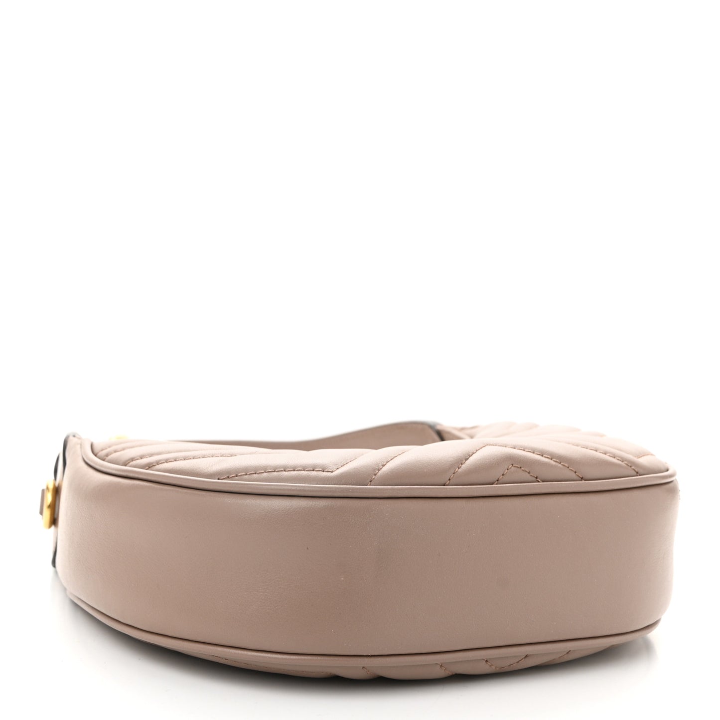 Calfskin Matelasse Chevron Mini GG Marmont Half Moon Hobo Porcelain Rose