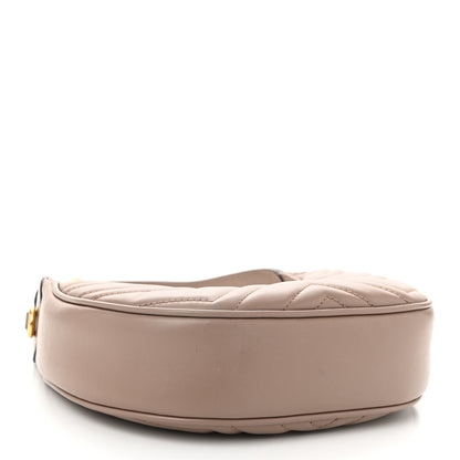 Gucci Calfskin Matelasse Chevron Mini GG Marmont Half Moon Hobo Porcelain Rose 4 of 11