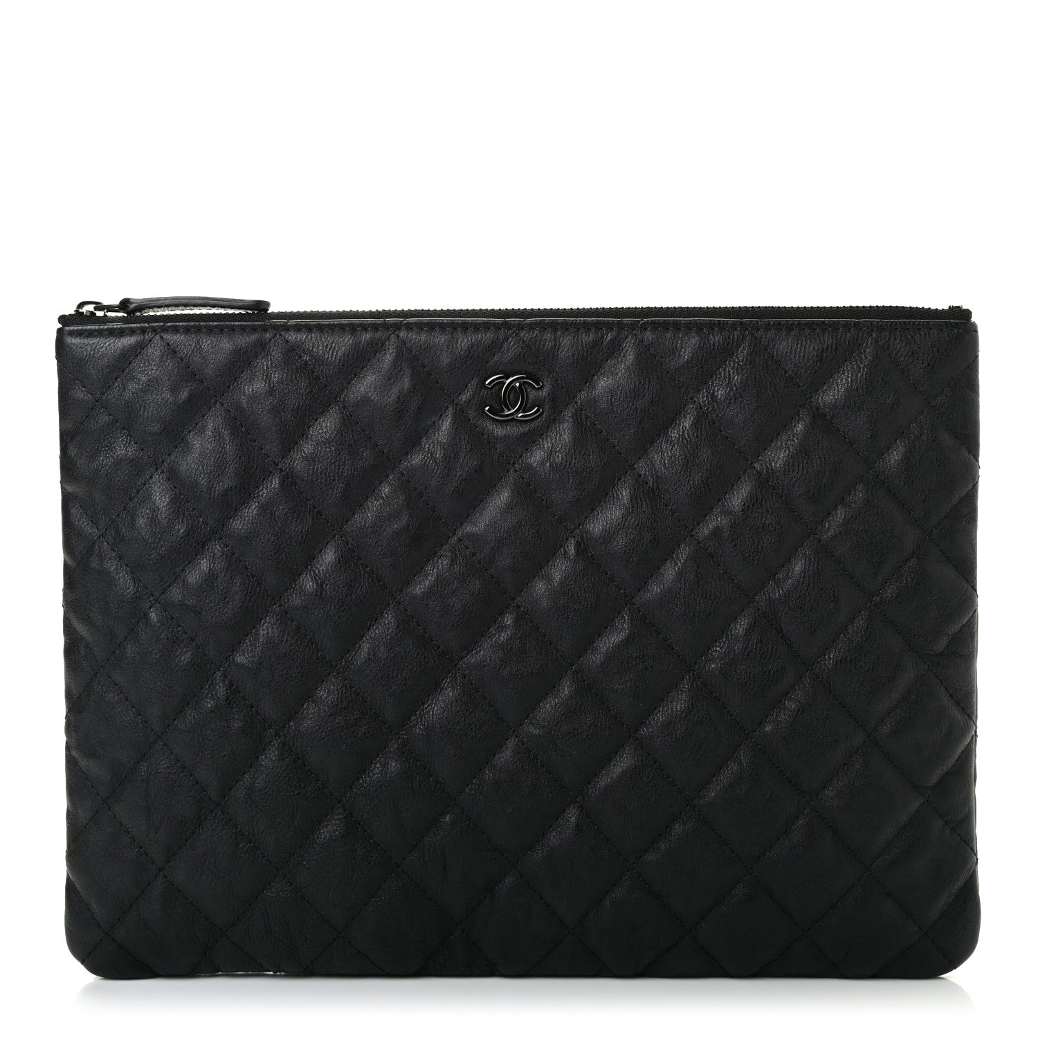 Chanel Crumpled Calfskin Quilted Medium Cosmetic Case So Black 1 of 7